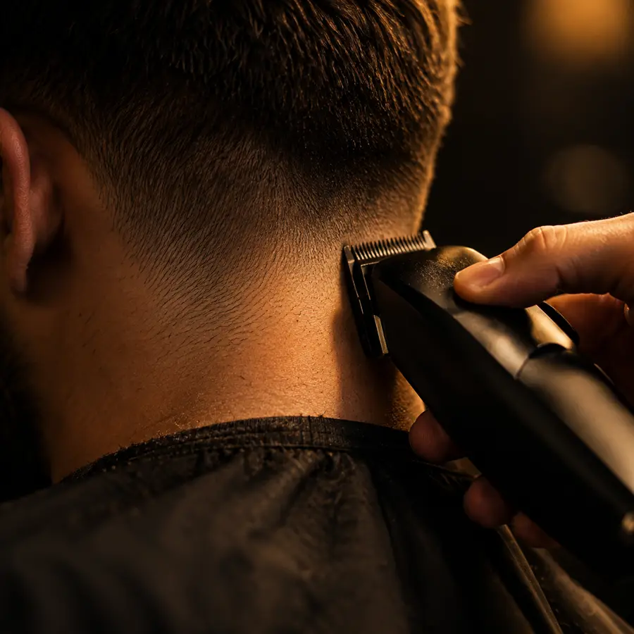Máquina cortando el pelo en la nuca